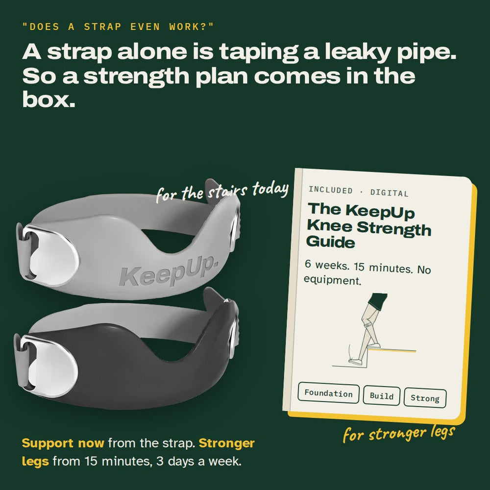 The KeepUp strap and the 6-week KeepUp Knee Strength Guide